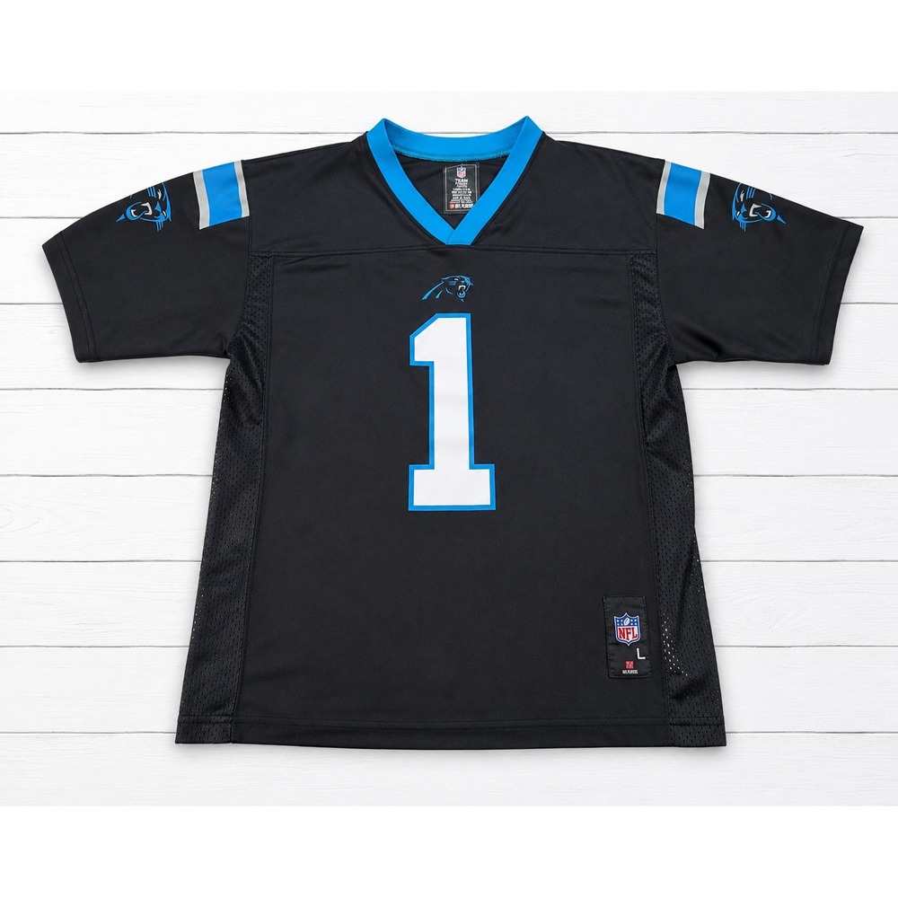 NFL Team Apparel Cam Newton Carolina Panthers Jersey Youth L 14/16 Black Blue